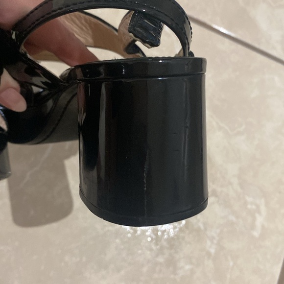 Prada Black Ankle Strap Patent Platform Sandals Size 39 (8.5) - Picture 10 of 12